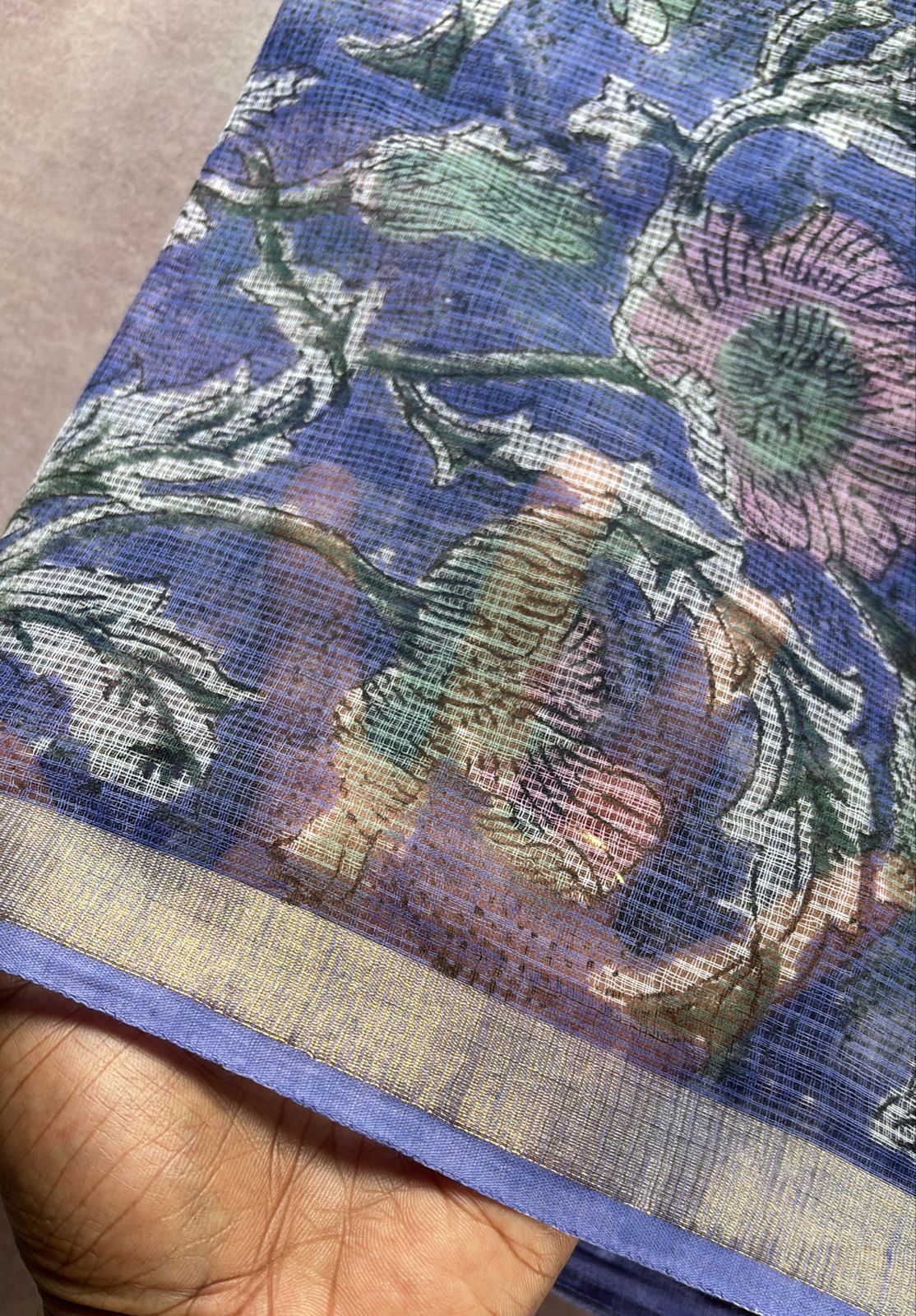 Kota doria Sarees violet dew