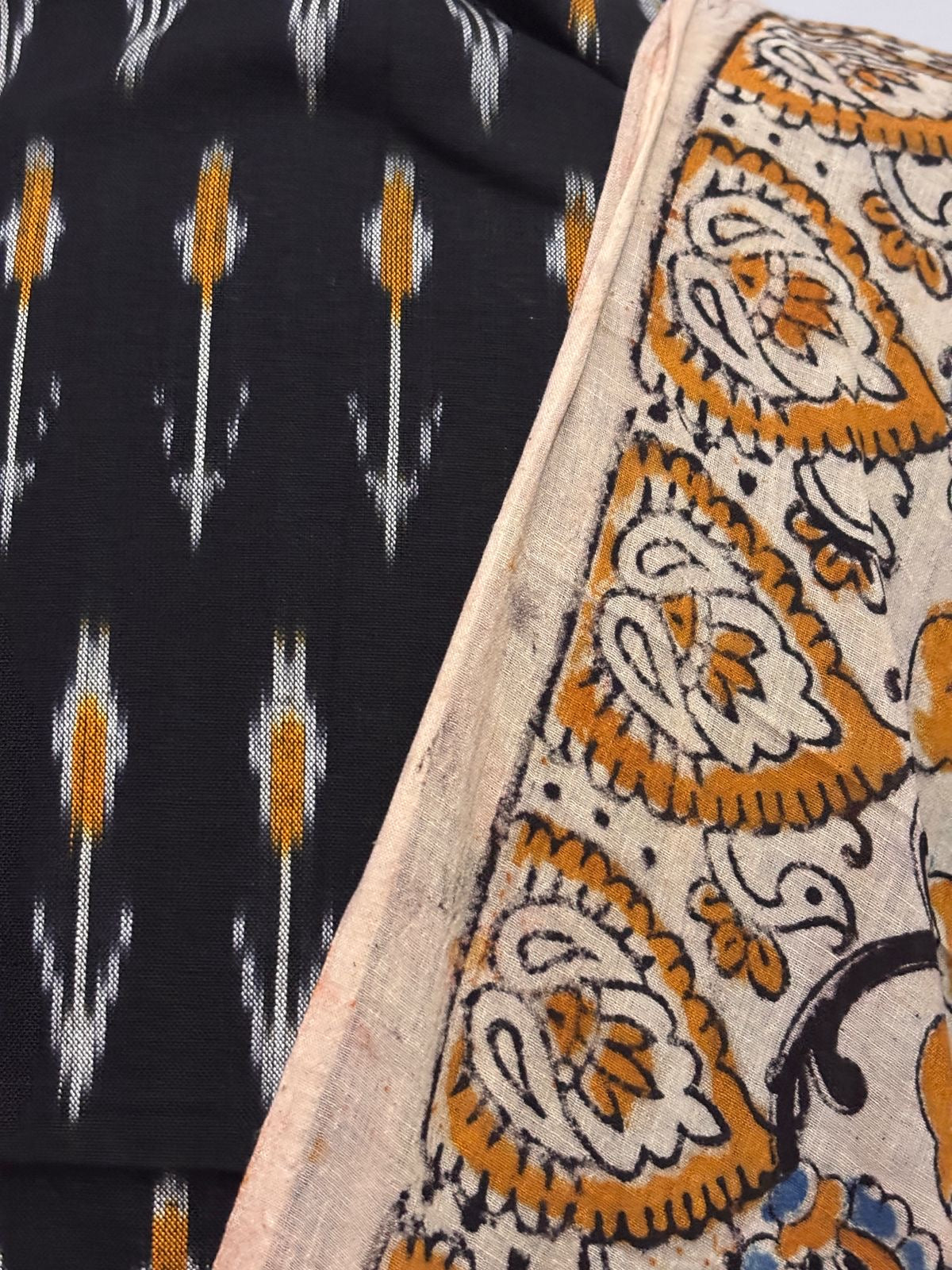 Drapika (द्रपिका)Kalamkari Ikkat Pure Cotton Suit Sets Unstiched