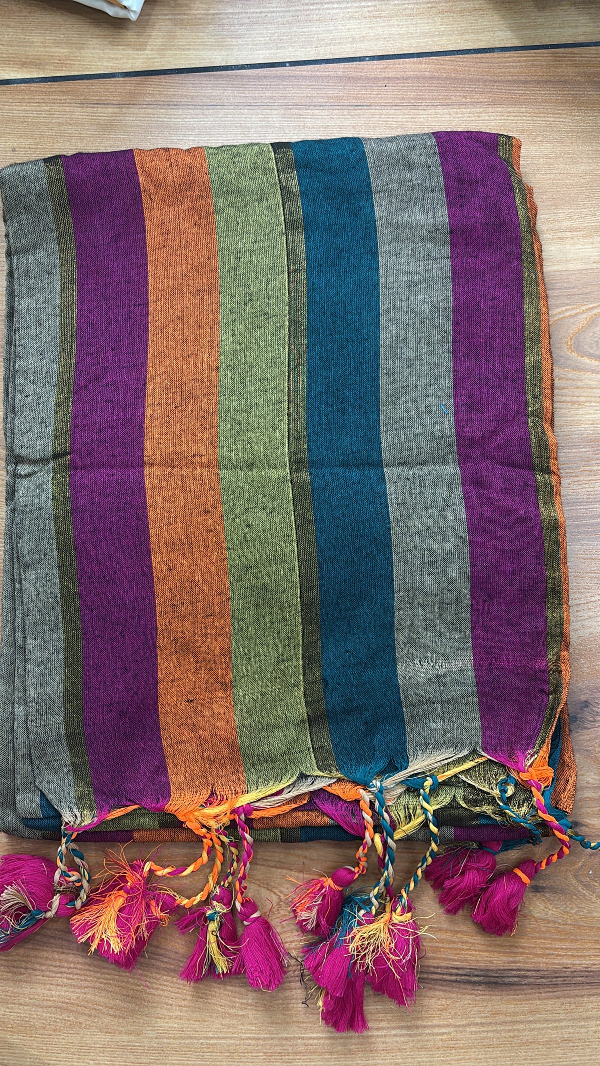 Light weight Multicolour Striped Soft cotton Saree DWS19