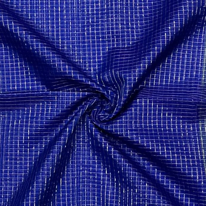 Kalyanika Zari Checks Maheshwari silk saree Navy blue with olive green border