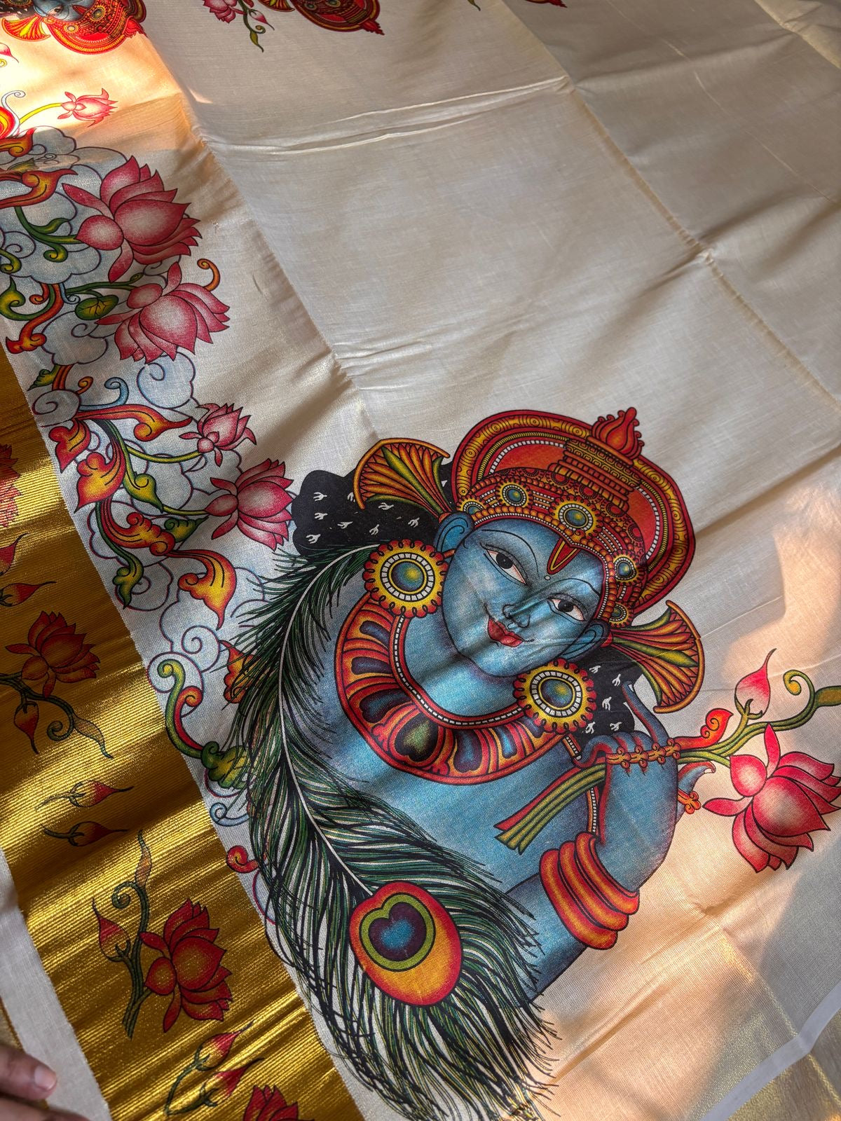 Sarvani Mural Krishna Golden Tissue Kerala Set Saree SAR06