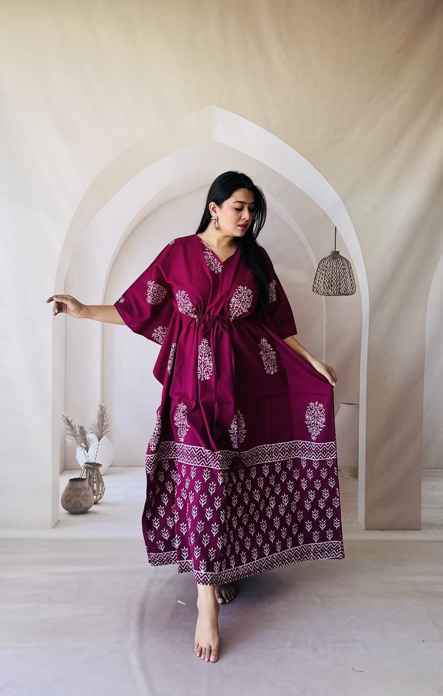 Grape Wine Shade Handblock printed pure cotton Kafthan Free size