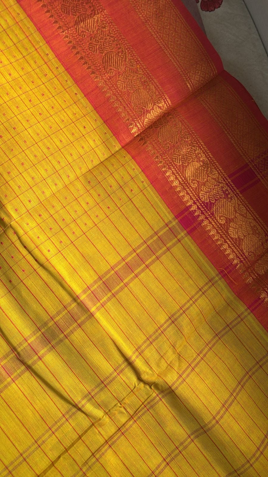 Lakshadeepan thousand butta Sarees mango yellow