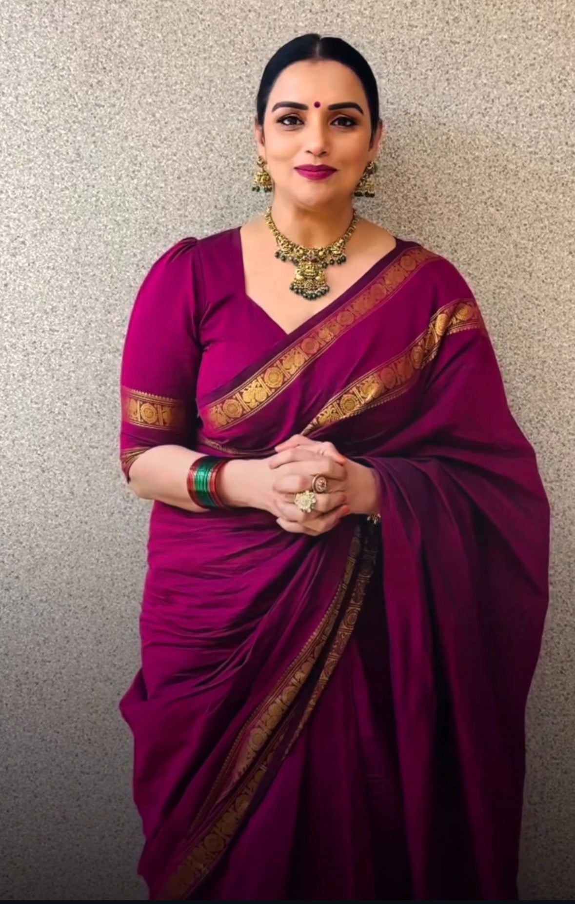 Vintage Chettinad Cotton saree with blouse Majenta Shwetha Maam’s Choice