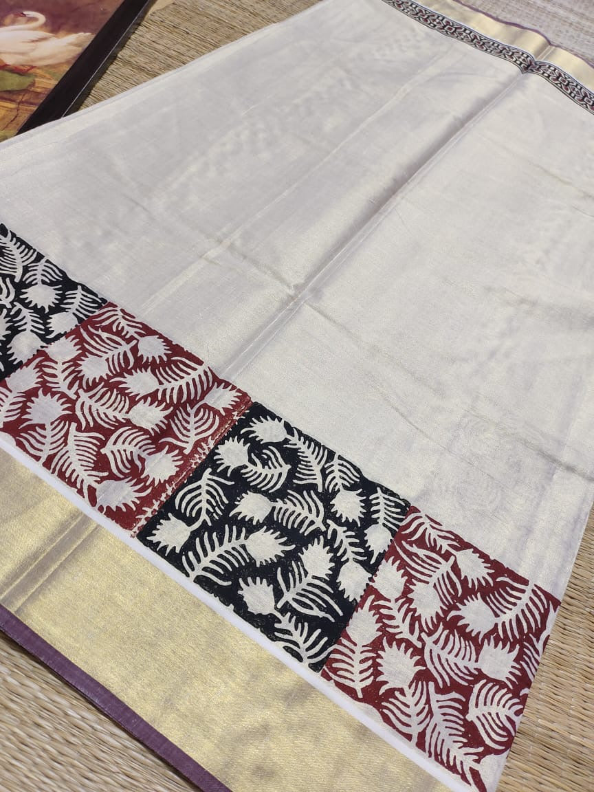 Sarvani premium Golden tissue Onam Set saree