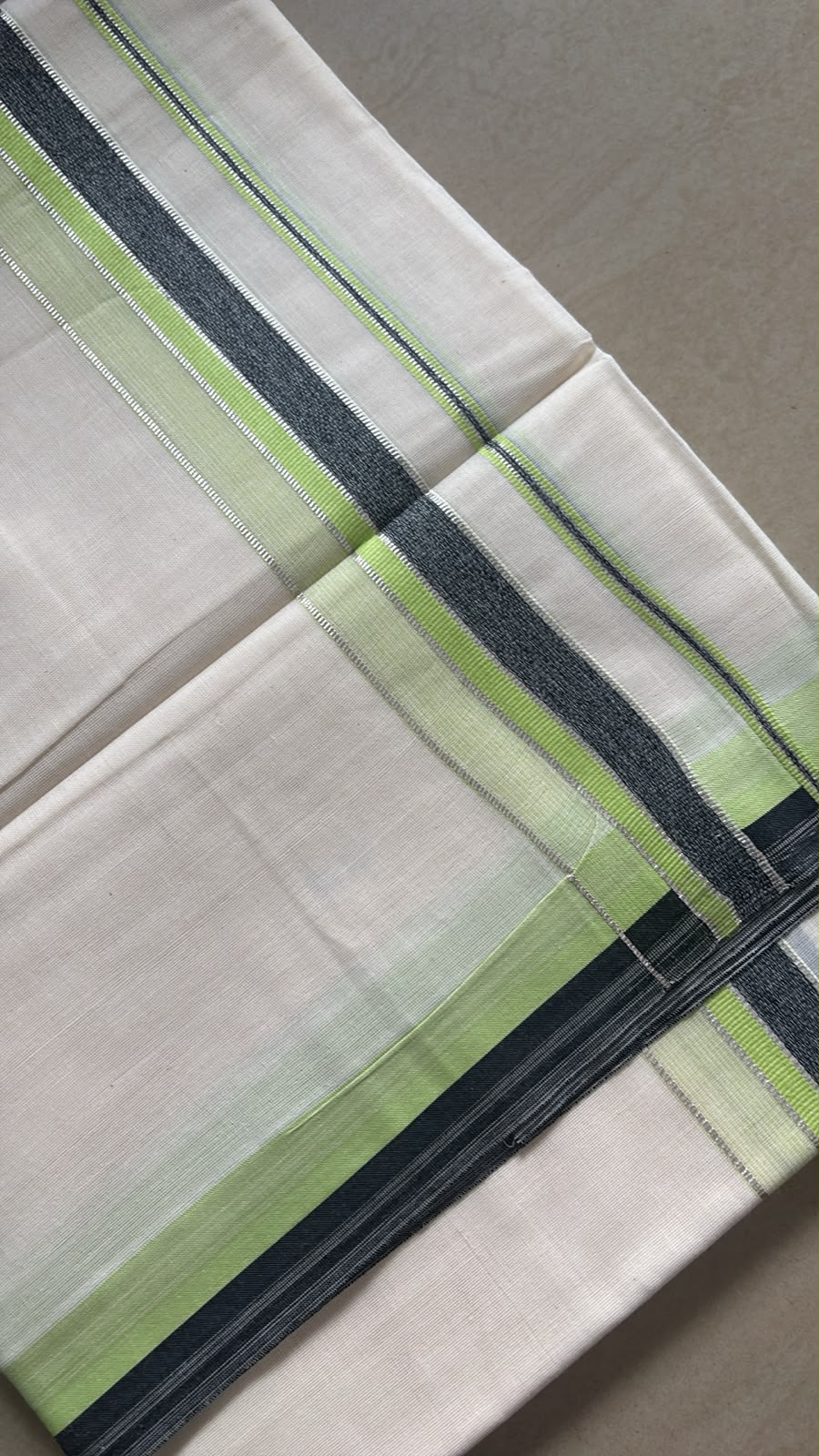 Pastel green and grey gents double Mundu dhothi