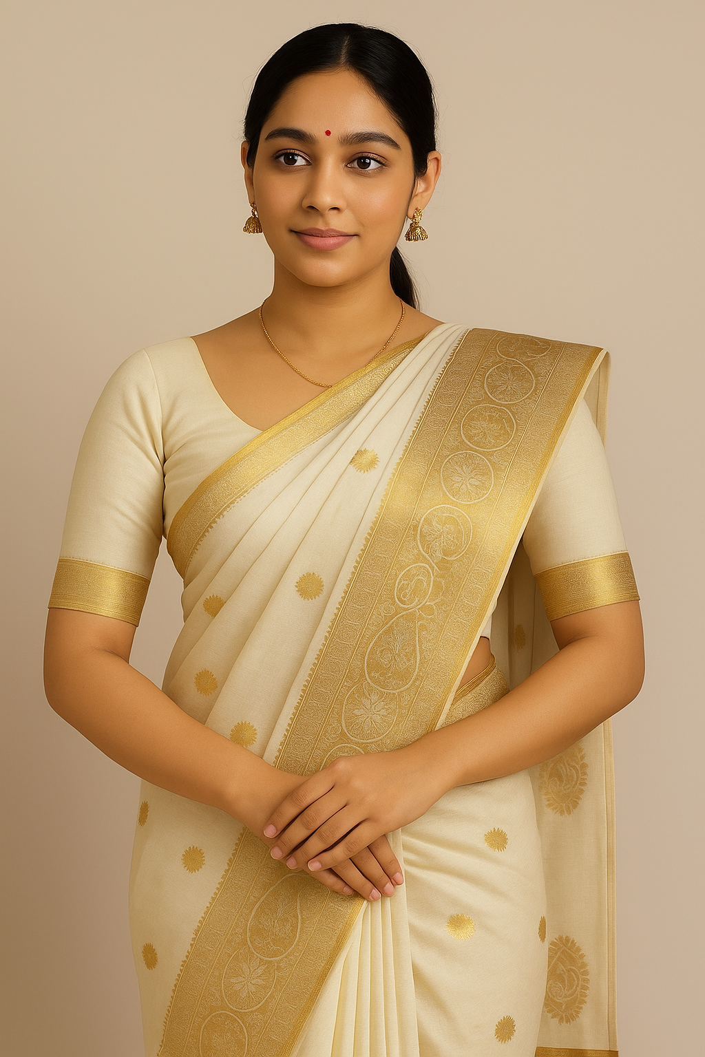 Premium Bridal Golden Tissue Kerala Set Saree