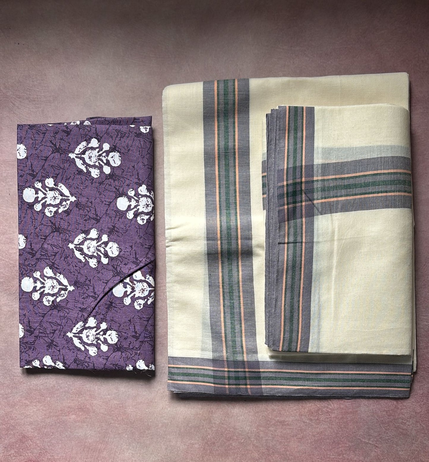 Mulloth Pure cotton set Mundu with blouse piece