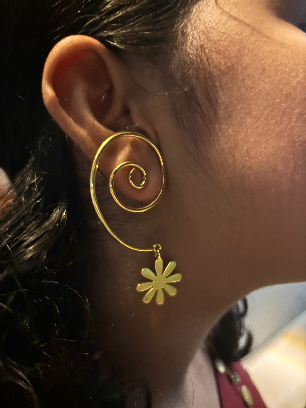 Anti Tarnish brass ear loop earrings