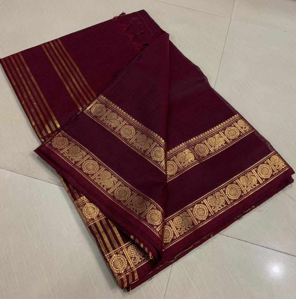 Vintage dual tone Chettinad Retta petta border Vintage Festive Saree
