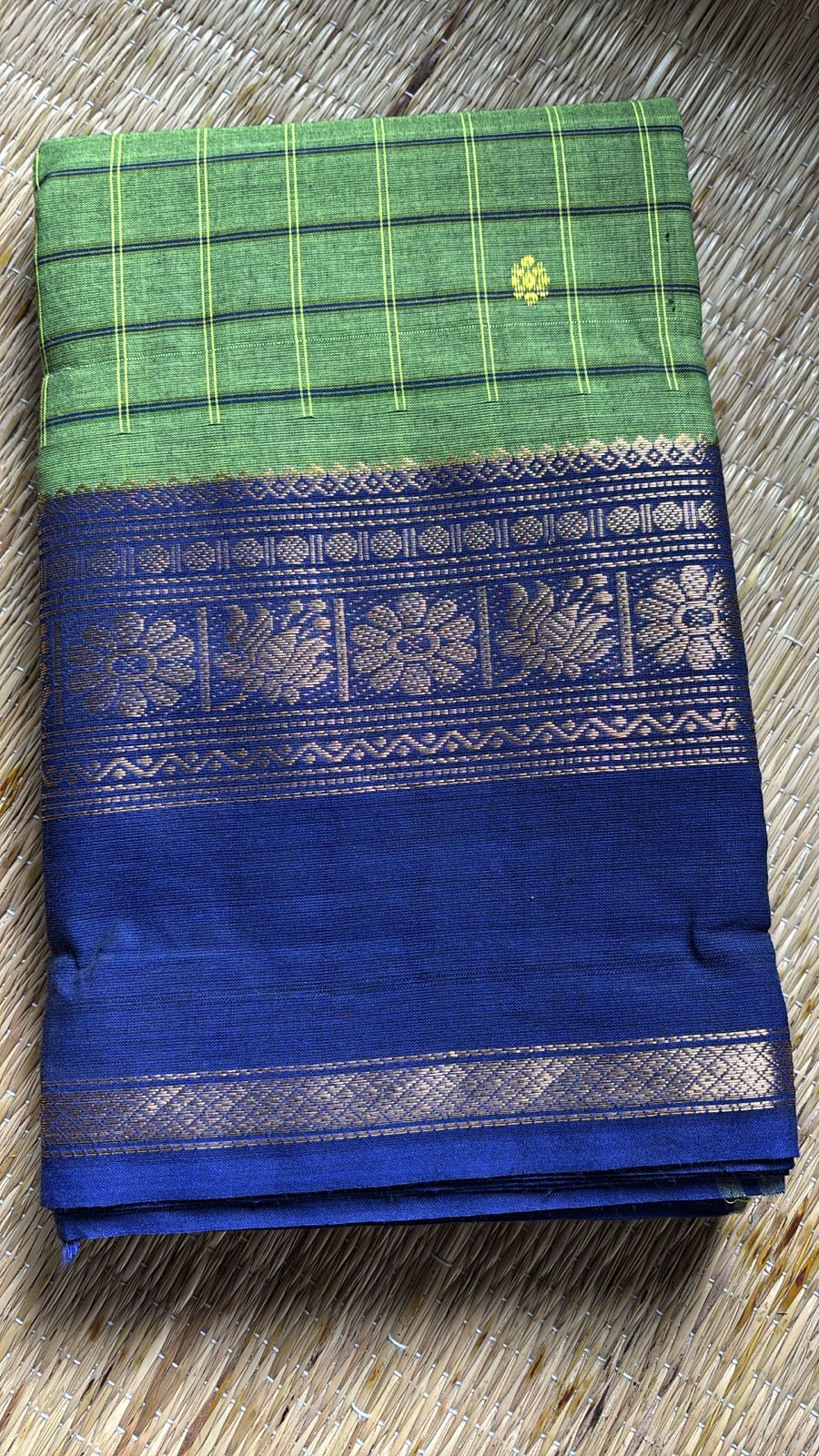 Vintage kadangi chettinad cotton saree without blouse piece