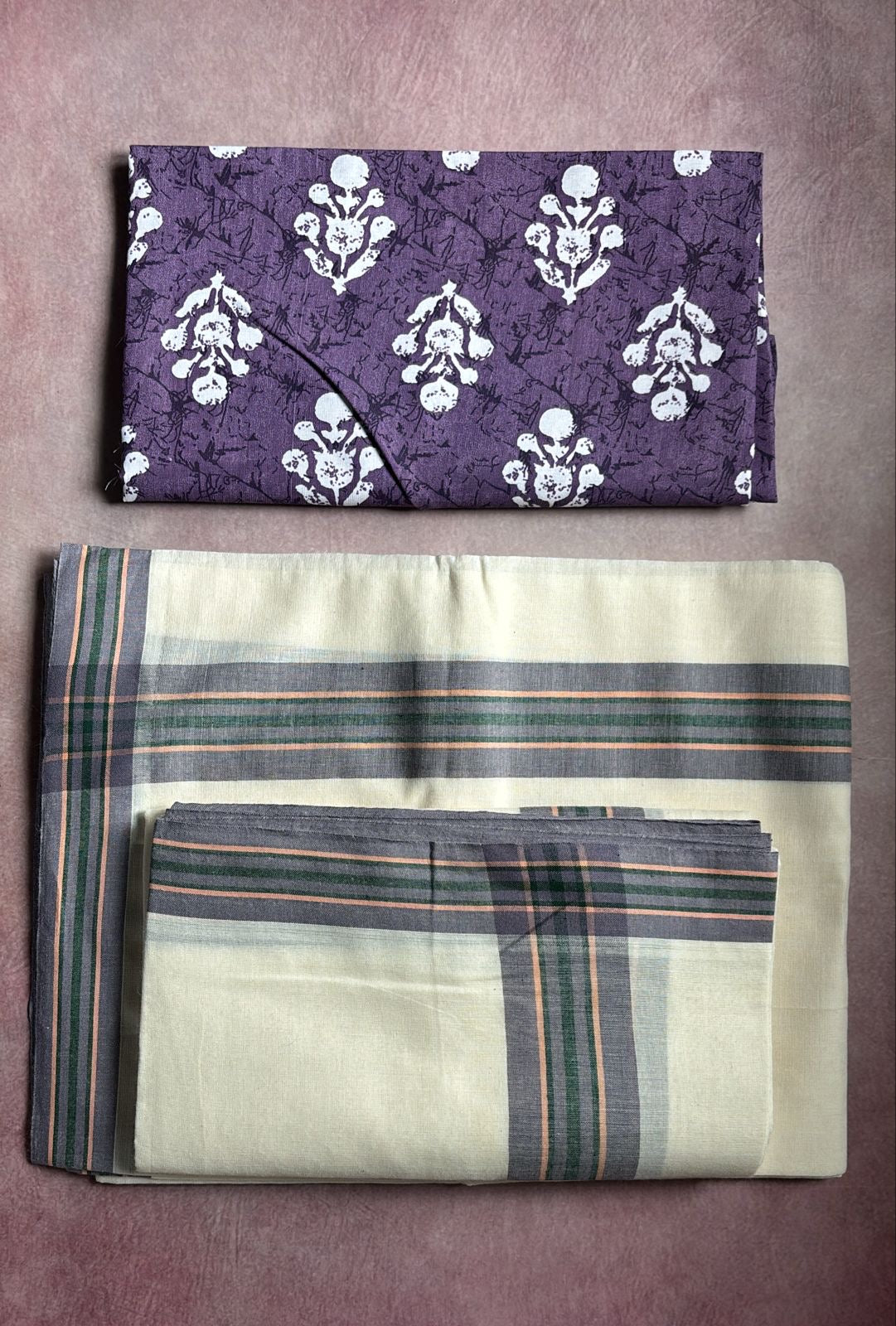 Mulloth Pure cotton set Mundu with blouse piece