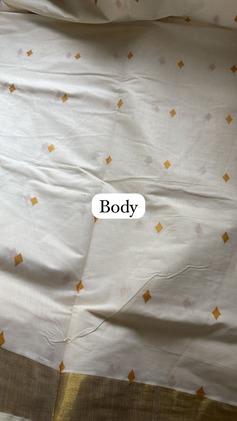 Diamond motif Kerala kasavu Saree