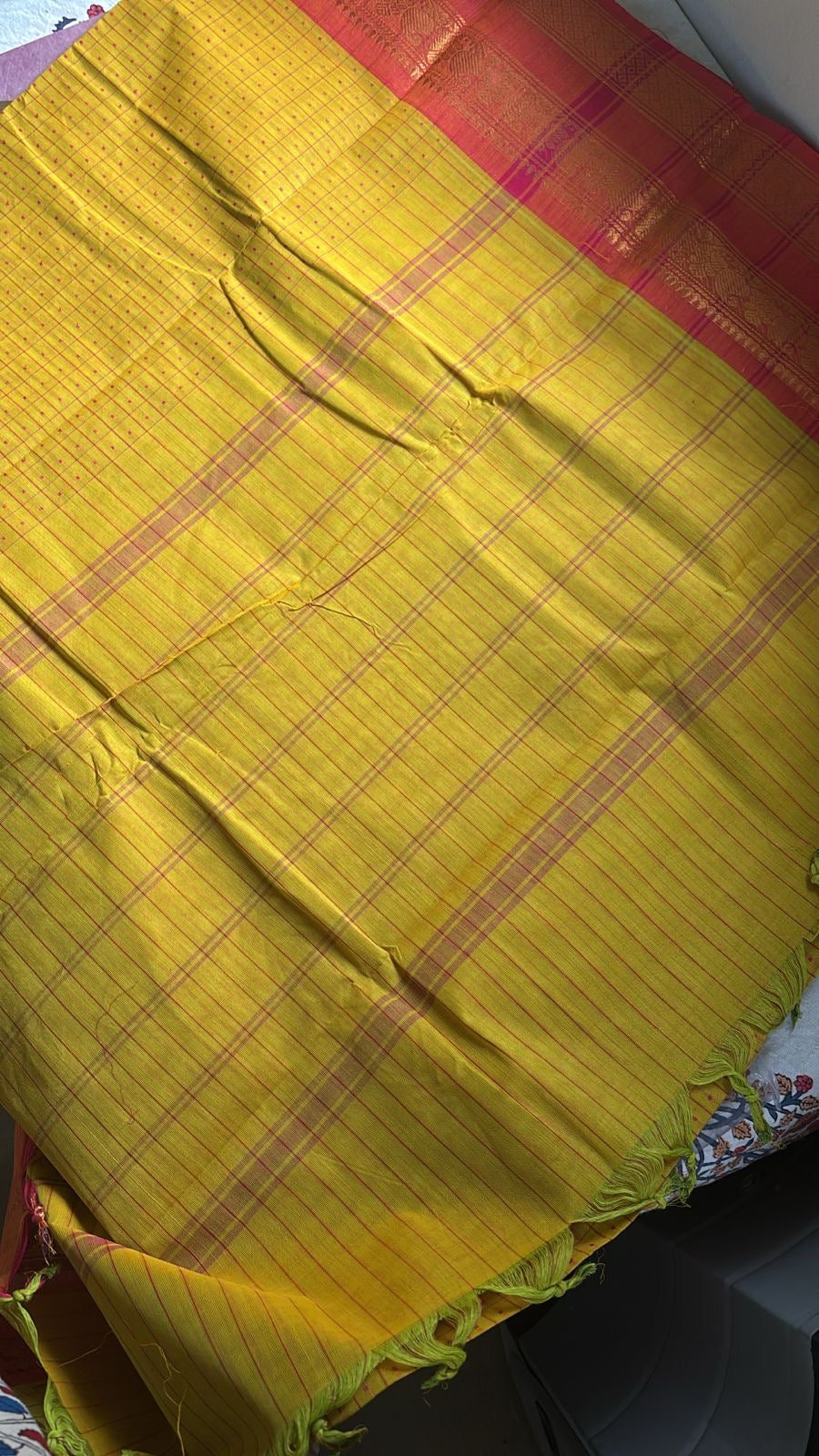 Lakshadeepan thousand butta Sarees mango yellow