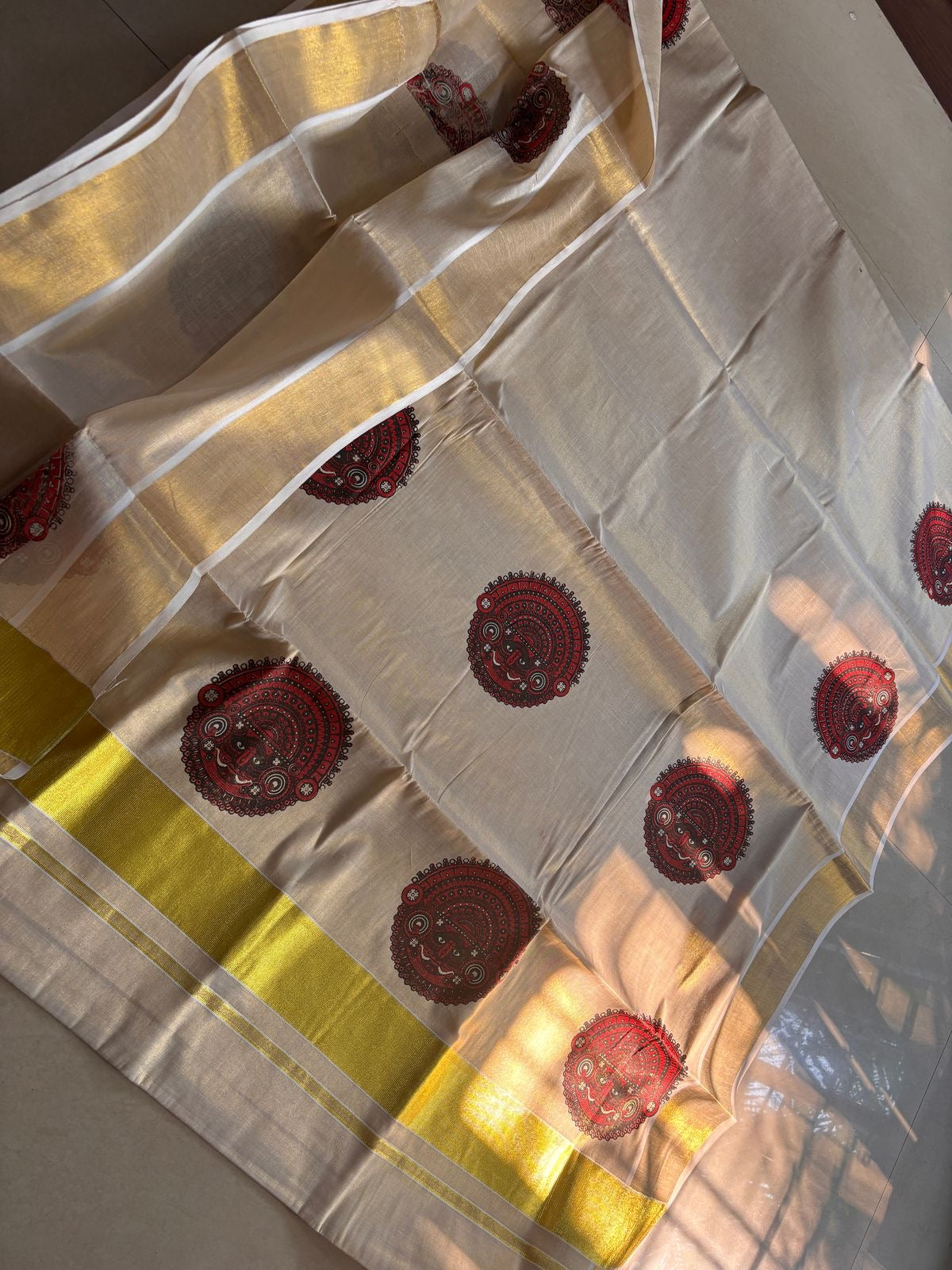 Sarvani Golden Tissue Theyyam Kerala Set Saree SAR09