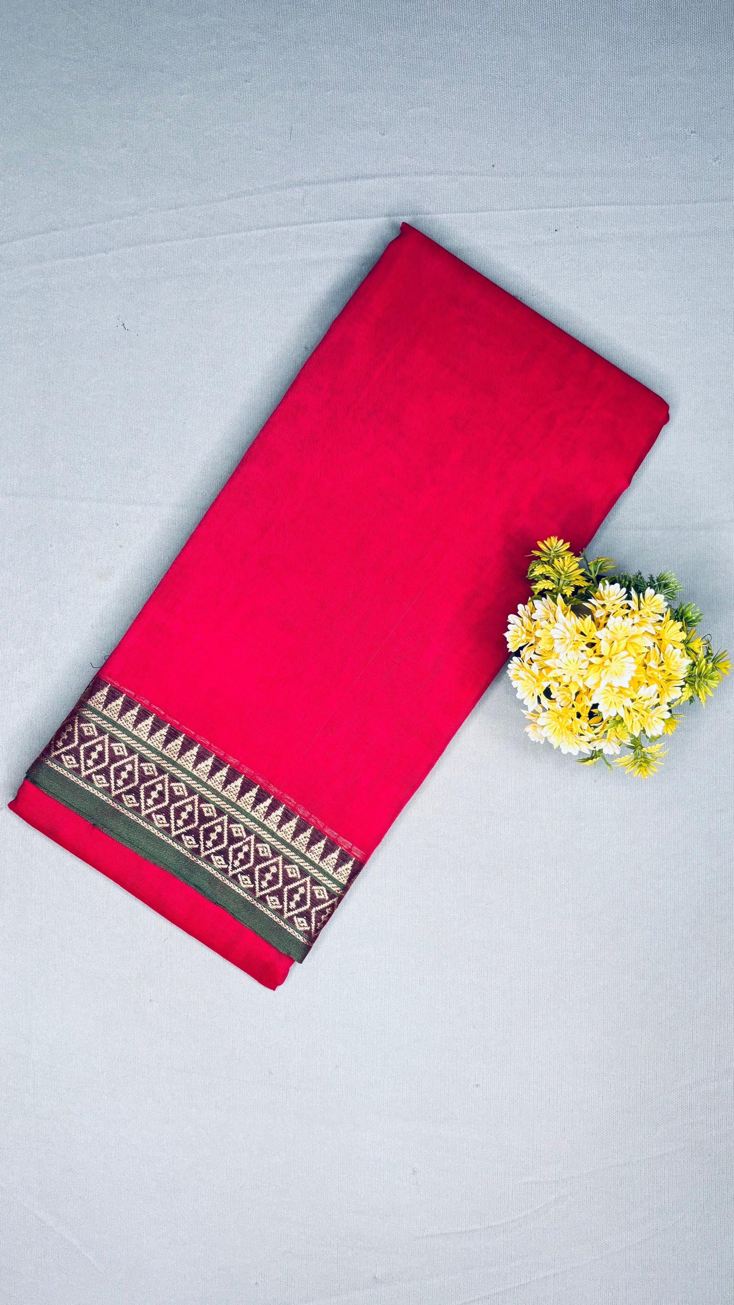Festive Red Narayanpeth mercerised cotton Saree