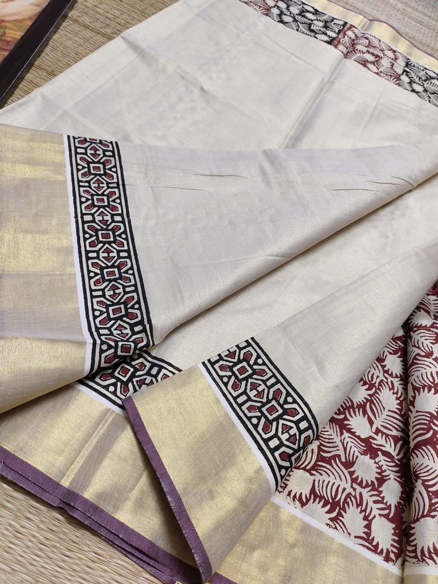 Sarvani premium Golden tissue Onam Set saree