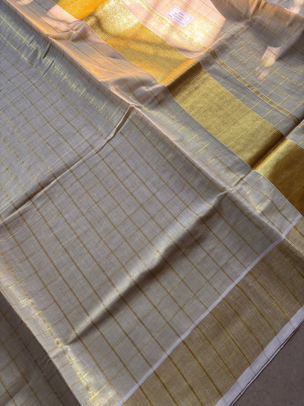 Sarvani Bridal premium golden zari striped Kerala Set Saree SAR10