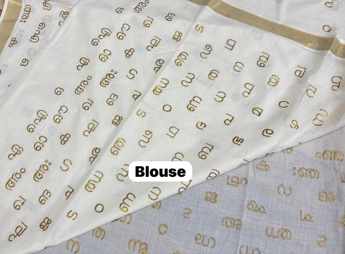 Aksharamala embroidered Kerala Cotton Saree