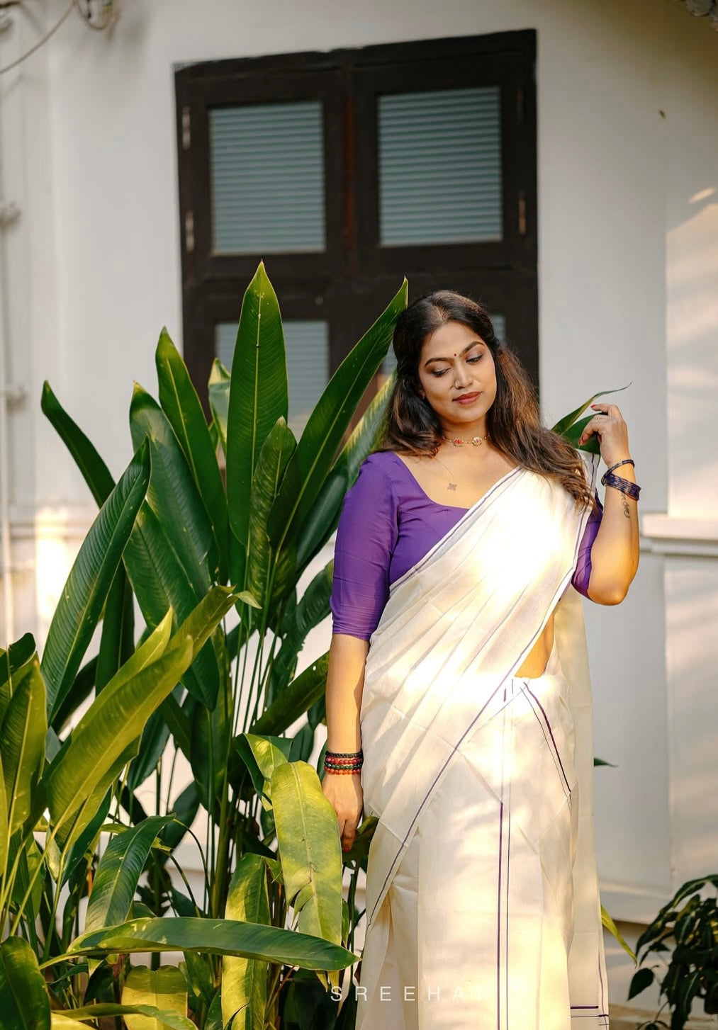 Puliyilakara Single Set Mundu violet, Rajila’s choice