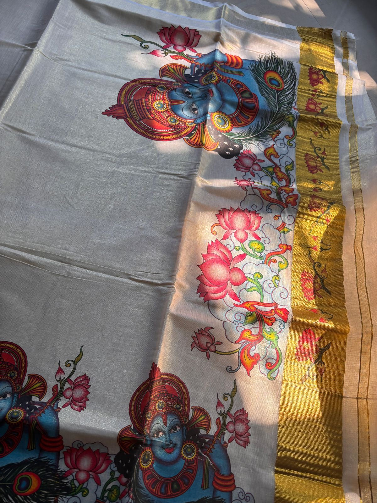 Sarvani Mural Krishna Golden Tissue Kerala Set Saree SAR06