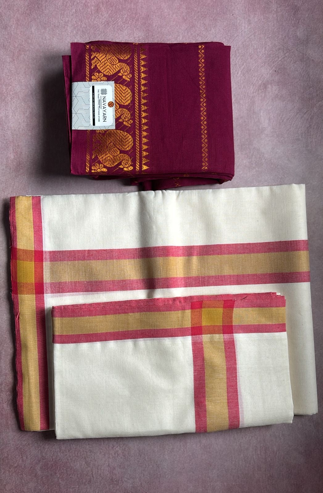 Mulloth pure cotton set Mundu with sungudi handloom cotton blouse