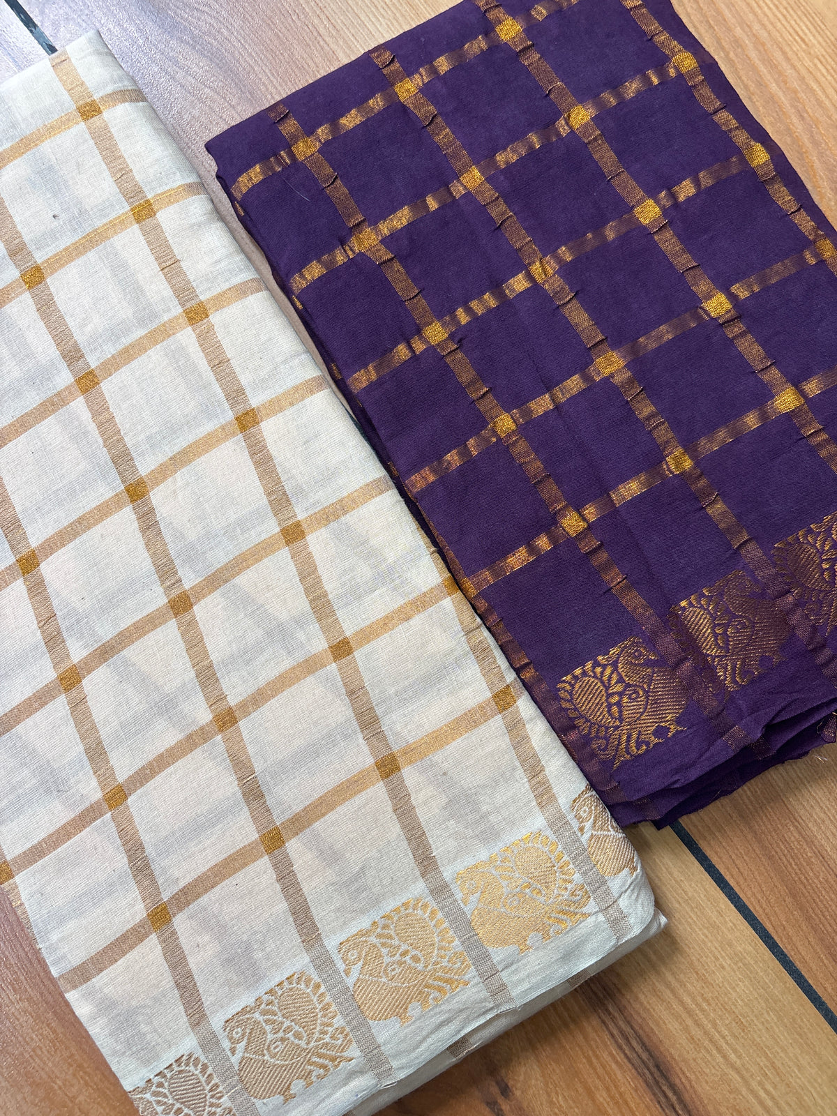 Zari Checks Sungudi handloom cotton Saree with blouse SNS51