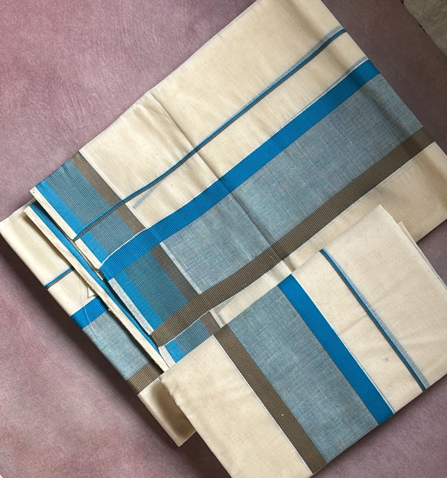 Pure cotton Kattikara Set Mundu blue
