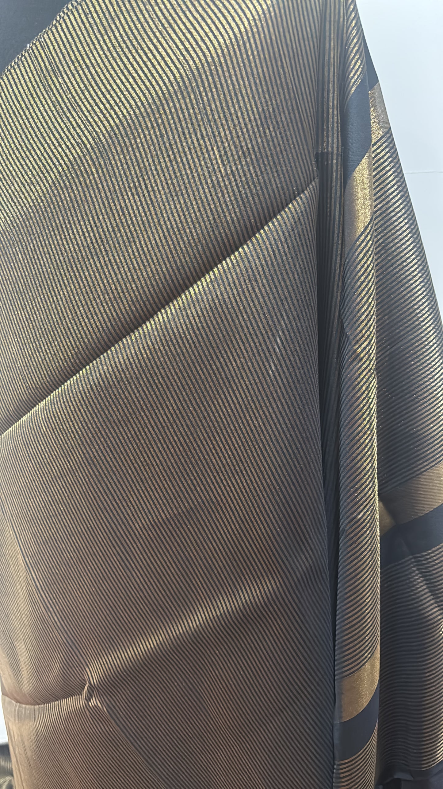 Banarasi black and antique zari striped Saree