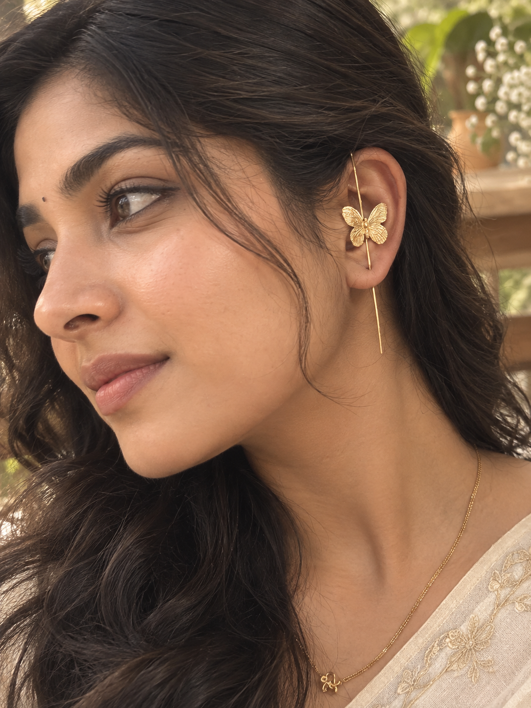 Anti tarnish brass butterfly ear cuffs