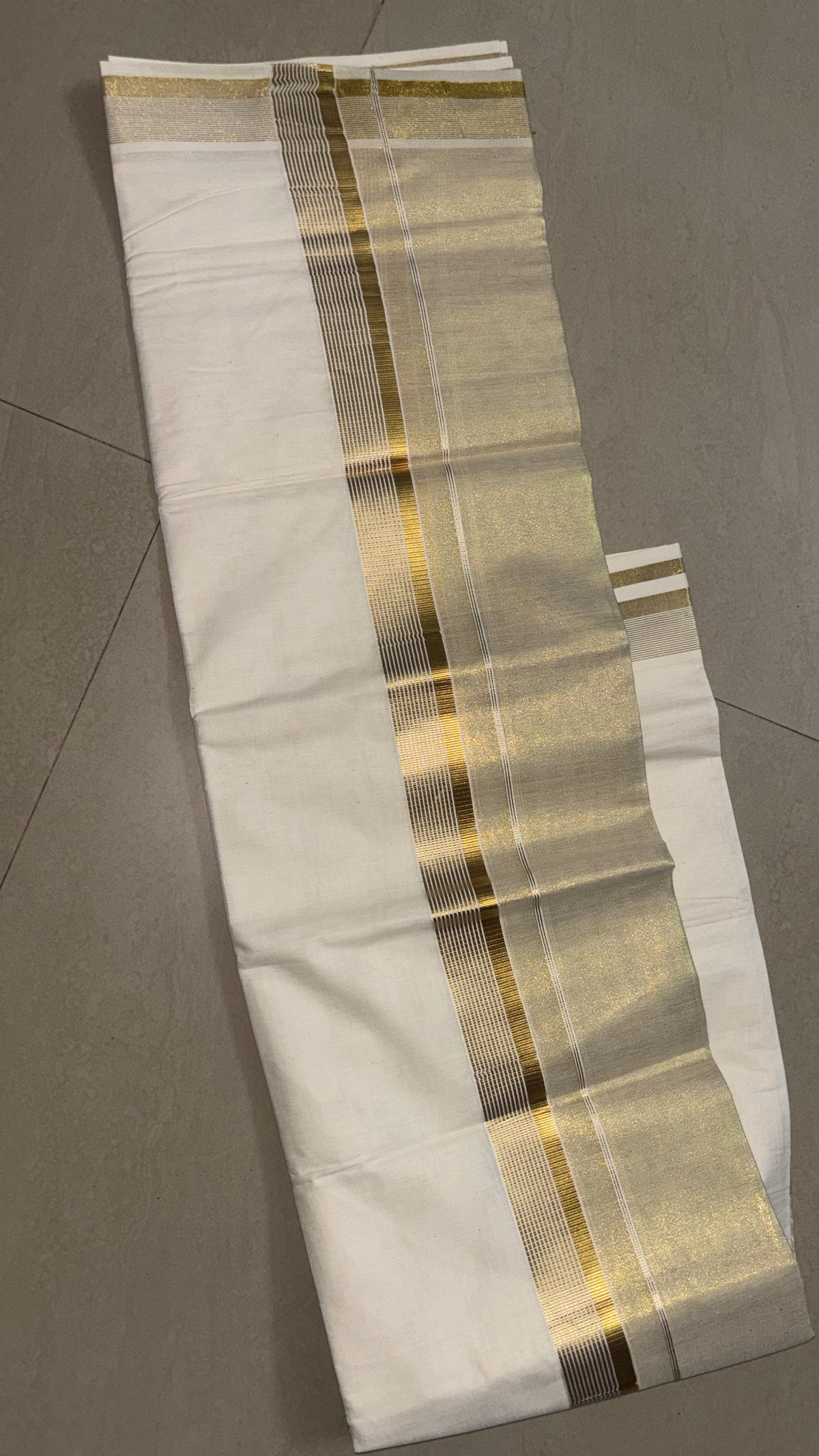 Half tissue half cotton border gents double Mundu Onam special