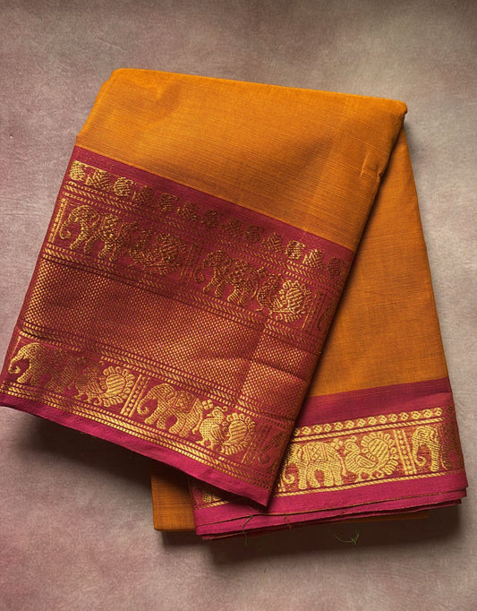 Sangita dual tone Kanchi cotton Sarees with woven buttas and blouse