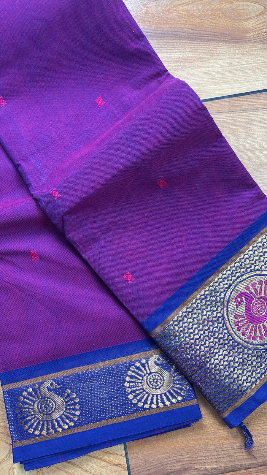 Deep Purple kanchi cotton Saree with buttas SGS58