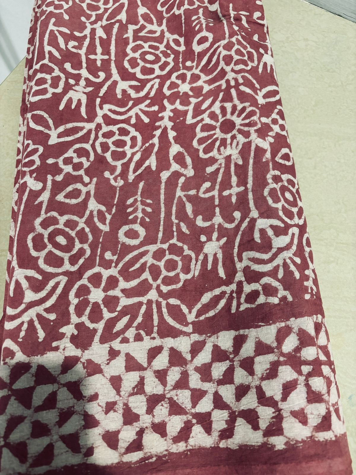 Vasanthika onion pink hand block printed Natural dyed soft cotton sarees
