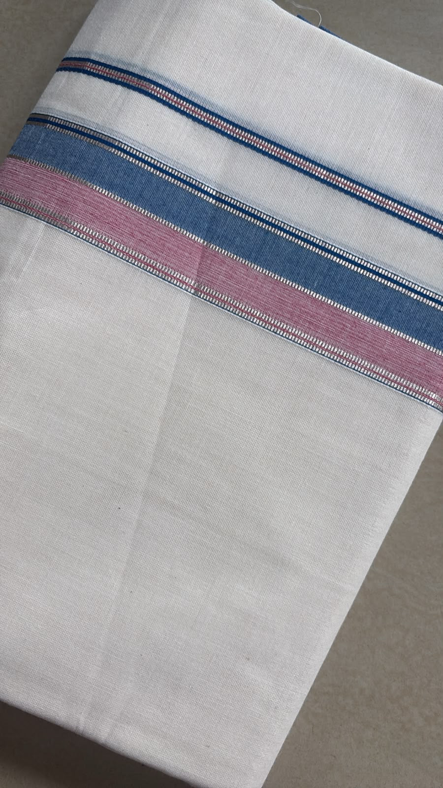 Pastel dual shade border silver lining gents double Mundu