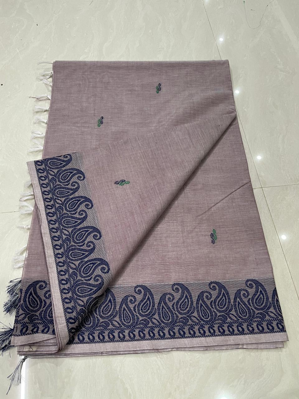 Sangita mango border pastel Cotton sarees