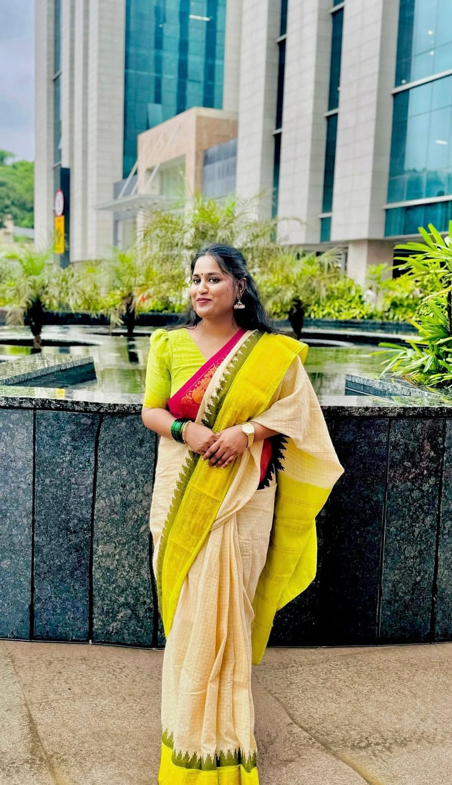 Tarangini Ganga Jamuna zari checks saree off white body colour