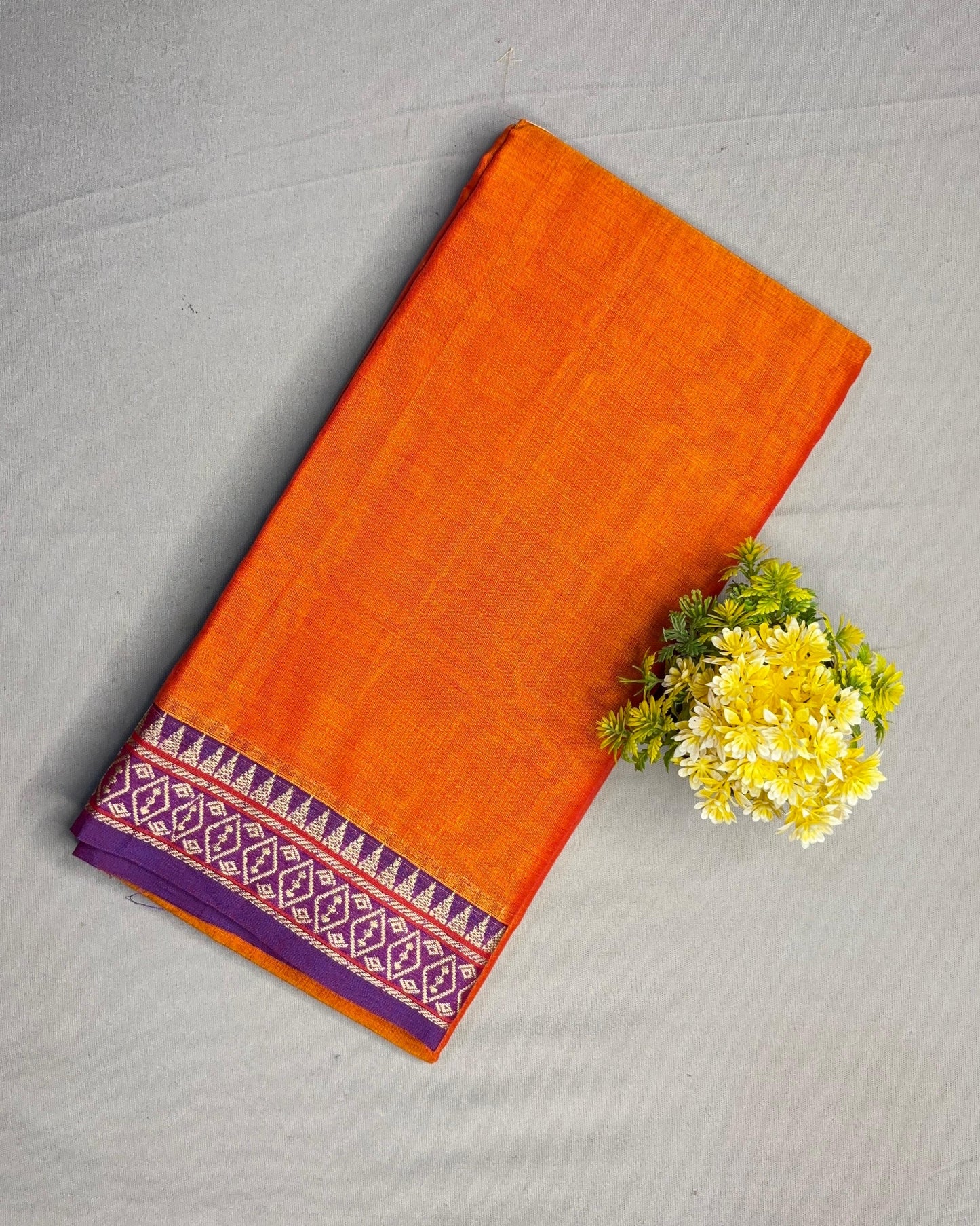 Festive Orange Narayanpeth Mercerised cotton Saree