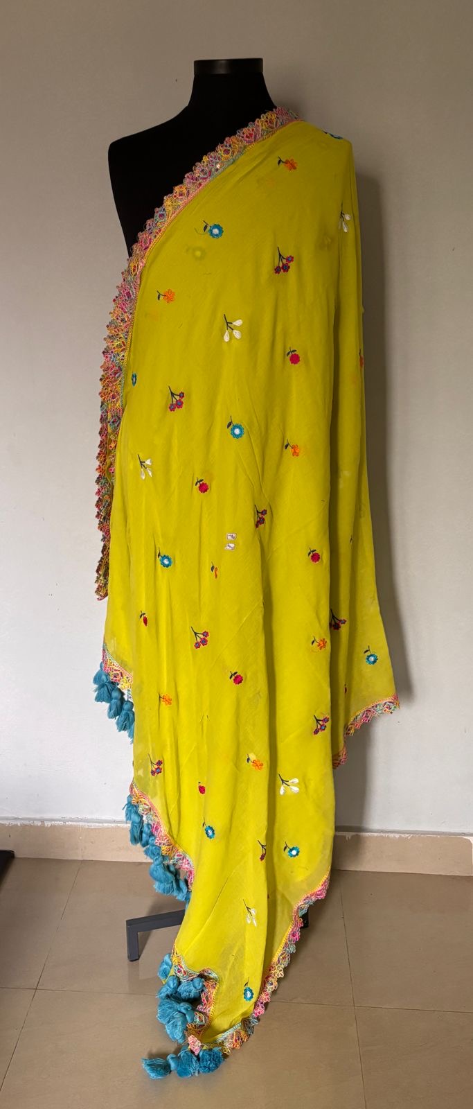 Viharika (विहारिका) Embroidery Lace Sarees : Green & Blue
