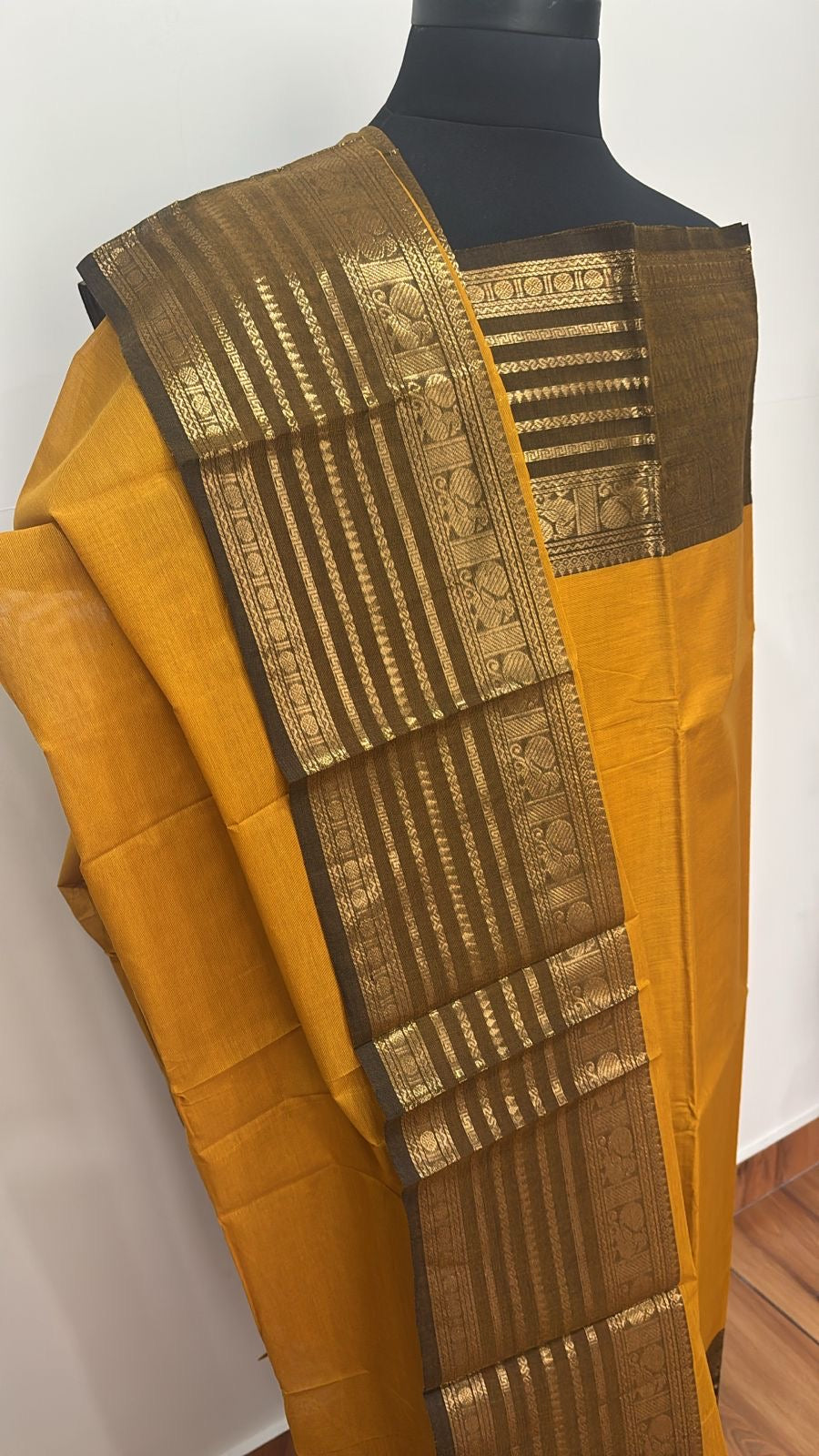 Vintage Mustard yellow Chettinad Suit set Unstitched