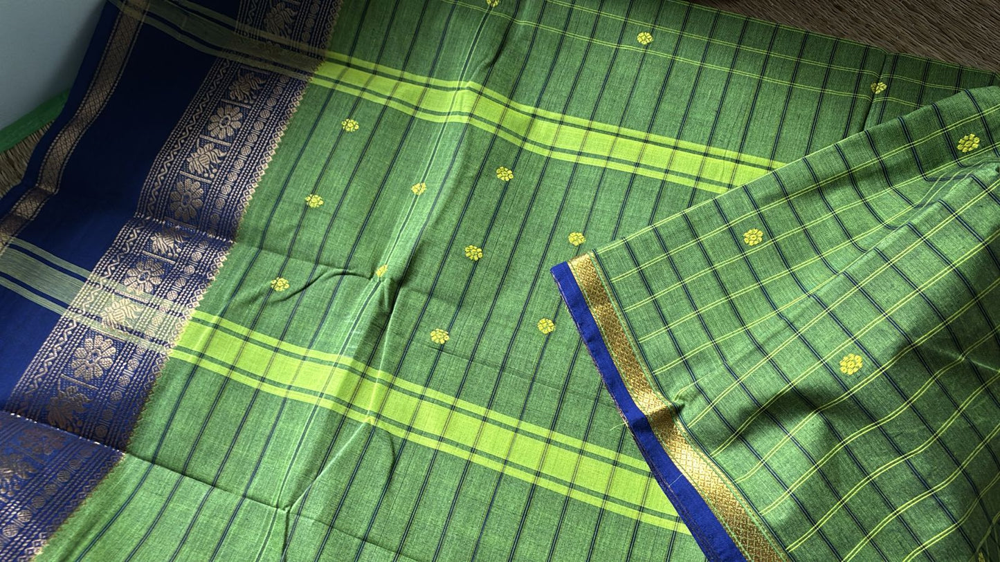 Vintage kadangi chettinad cotton saree without blouse piece