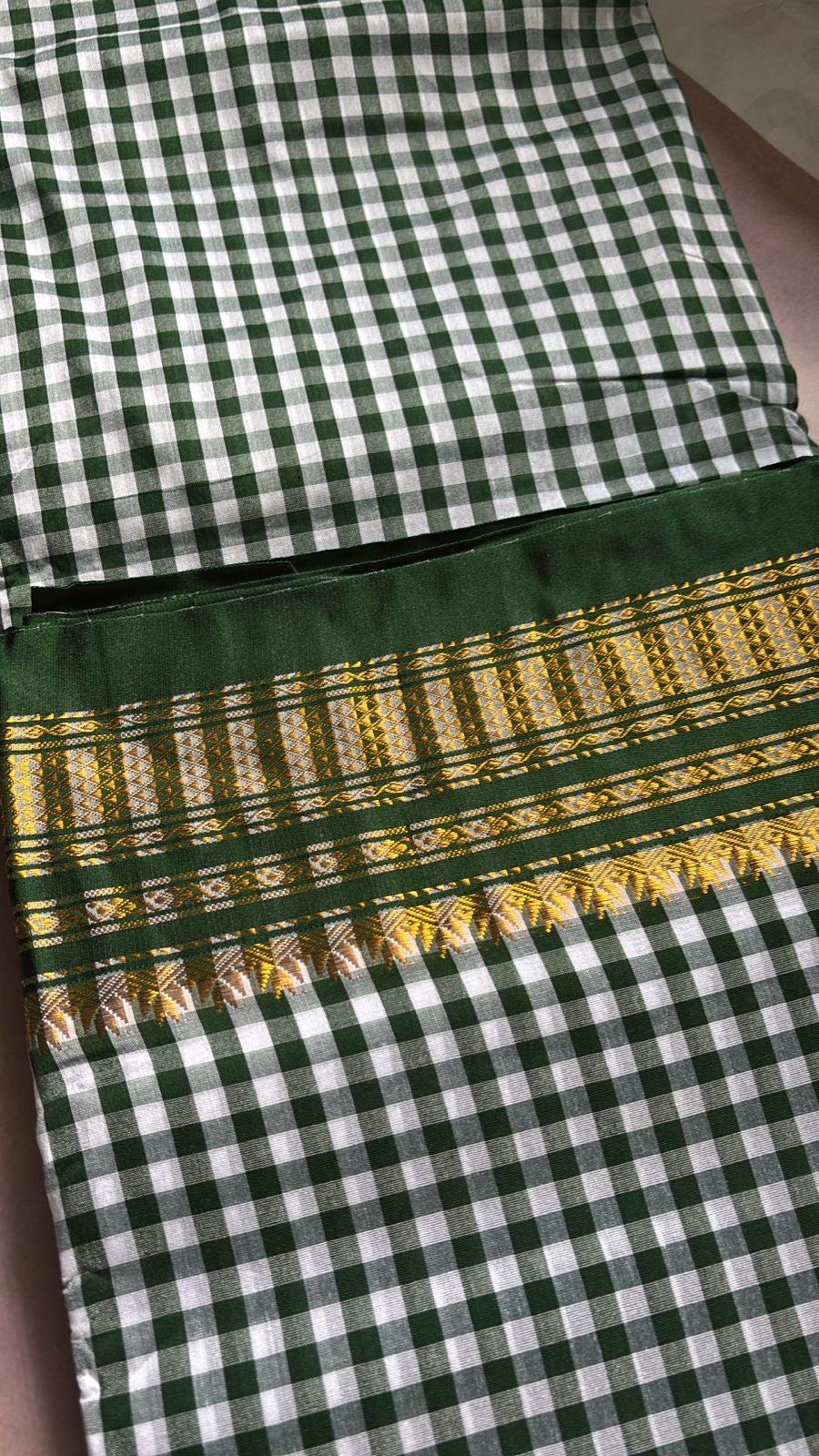 Yashoda bottle green check Ilkal saree