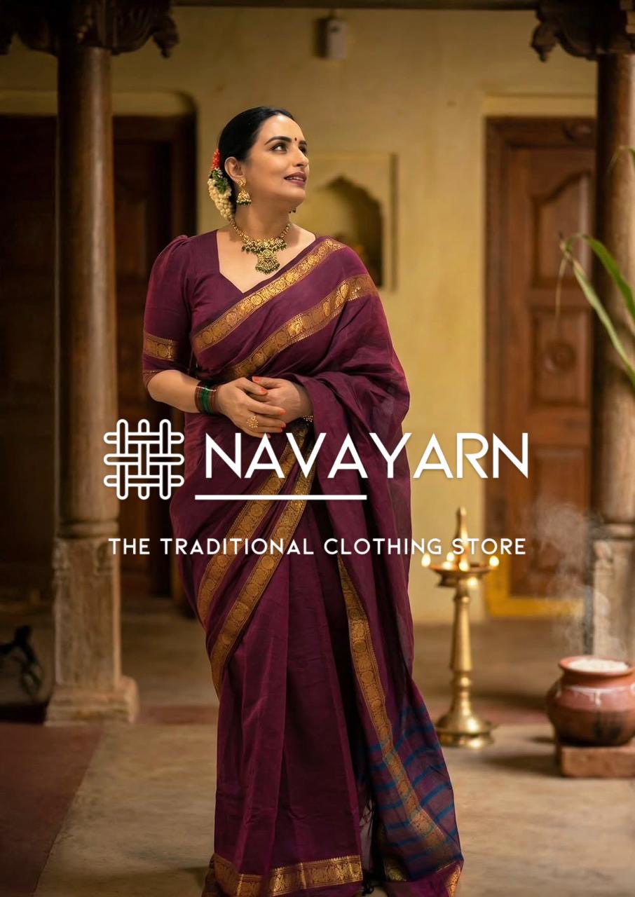 Vintage Chettinad Cotton saree with blouse Majenta Shwetha Maam’s Choice