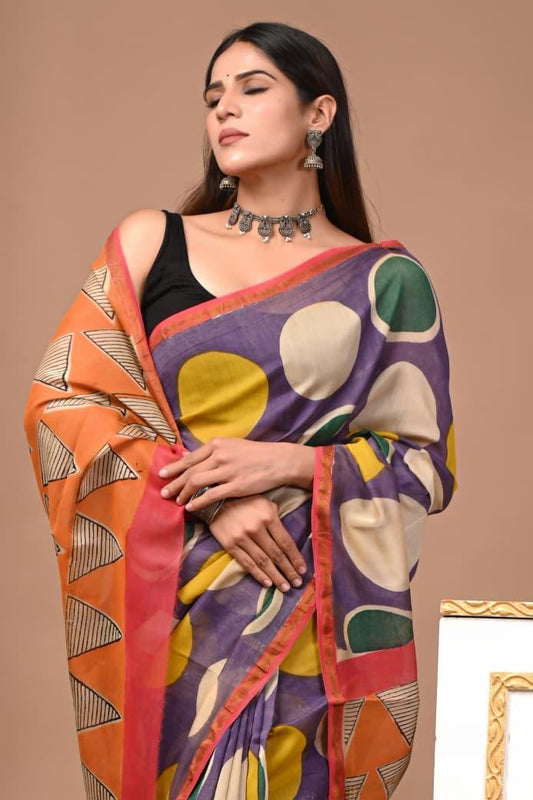 Chanderi Silk Polka Sarees