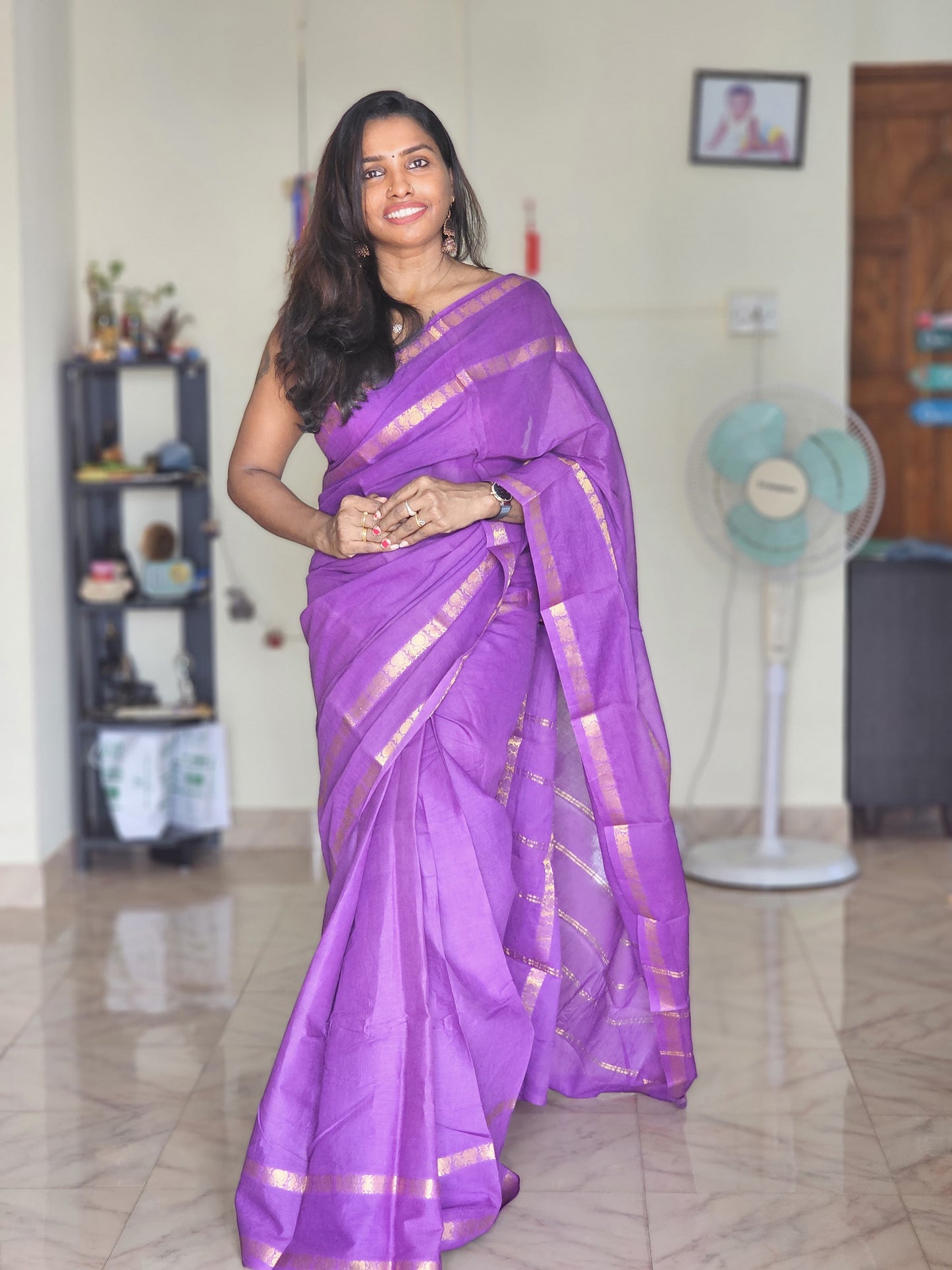 Tarangini Sungudi Cotton sarees with blouse violet