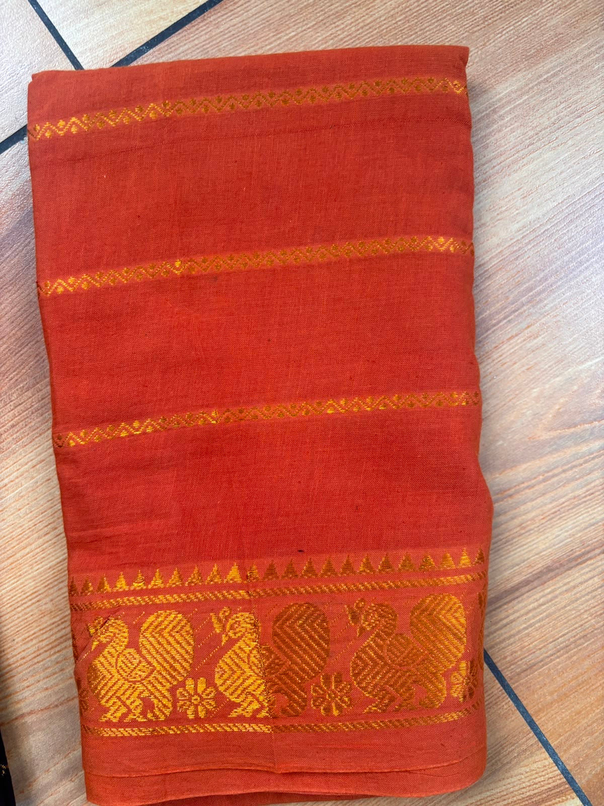 Sungudi handloom blouse piece combo of three black red and orange