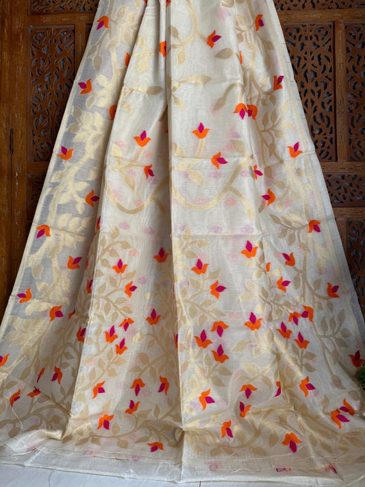 Floral Muslin Saree 01