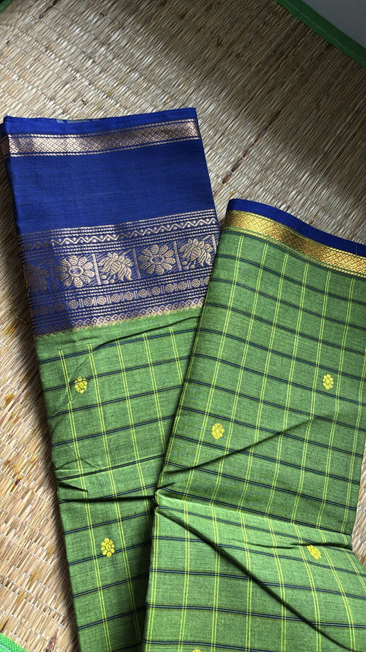 Vintage kadangi chettinad cotton saree without blouse piece