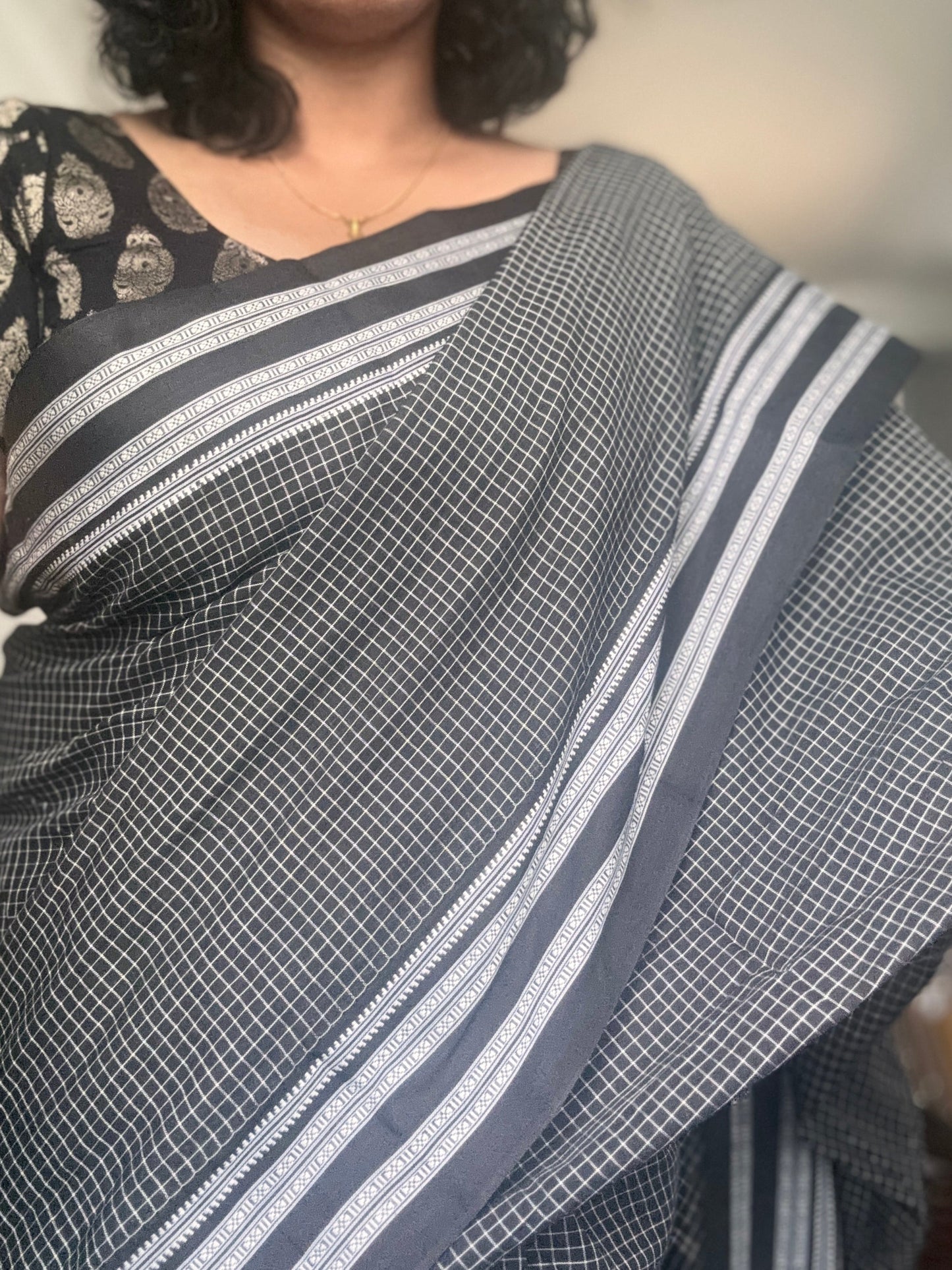 Gadi border Handloom Marked Patteda Aanchu black Saree
