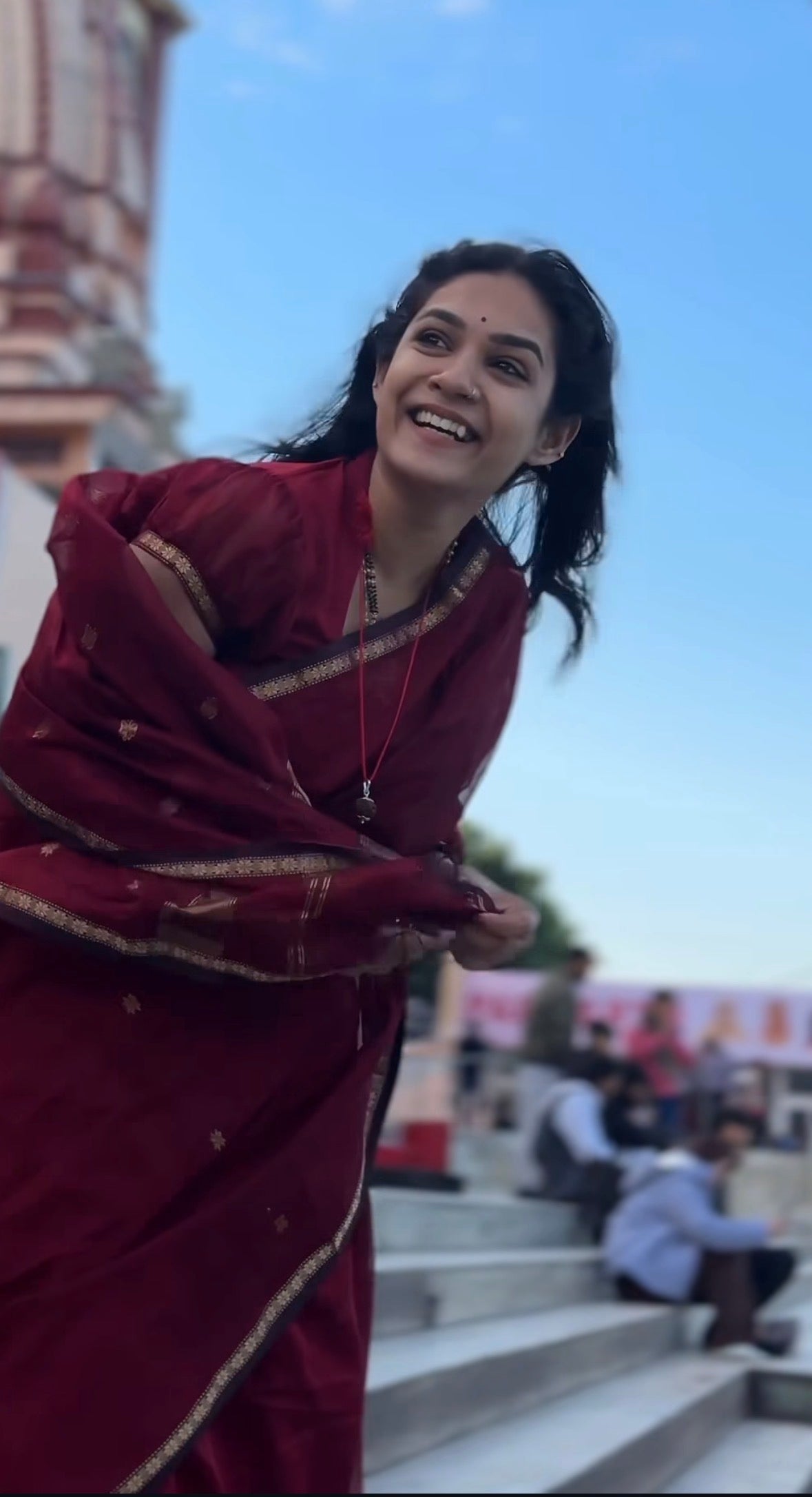 Kalyanika (कल्याणिका) Handloom Maheshwari Silk Cotton Sarees, Maroon  Sithara’s choice